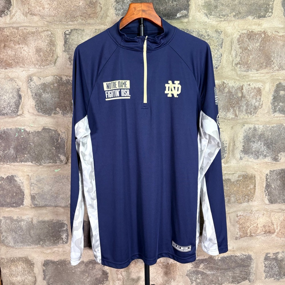 Colosseum Notre Dame Fighting Irish OHT Quarter Zip Pullover Navy Camo Mens XL